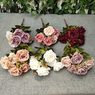 China ISEVIAN 11 Head Durable China Hot Selling High Quality Artificial White Mounted Flowers For Wedding Home Decorating for sale