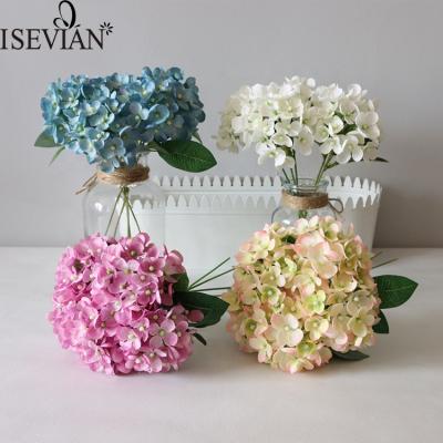 China ISEVIAN Wholesale High Quality Durable Cheap Silk Artificial Hydrangea Flower Bunch For Wedding Decoration for sale