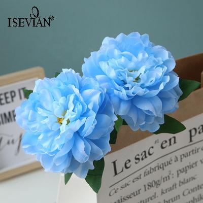 China Wedding ISEVIAN Tianjin Artificial Flower Wholesale Factory Big Blue Peony Silk Flower for sale