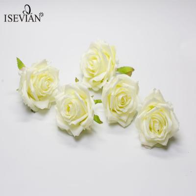 China ISEVIAN Wholesale High Quality Eco-friendly Fabric Flower Heads Dark Purple and Pink Colorful Artificial Flowers Rose Heads for sale