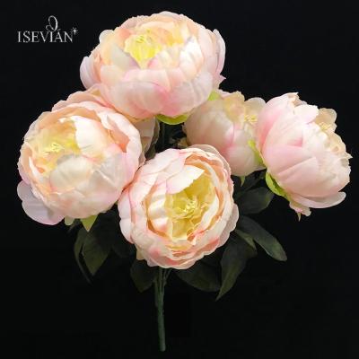 China Popular Artificial Decoration Flower ISEVIAN Wedding Cheap Pink Peony Flower On Sale for sale