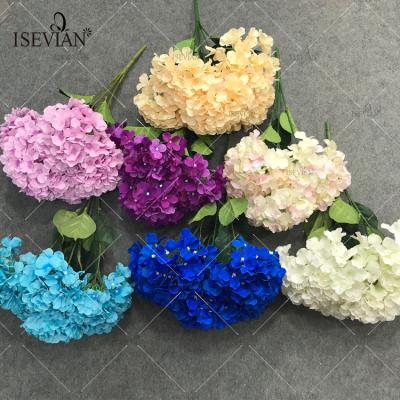 China ISEVIAN Wedding Artificial Wedding Flowers Large Navy Blue Purple Hydrangea Silk Flowers for sale