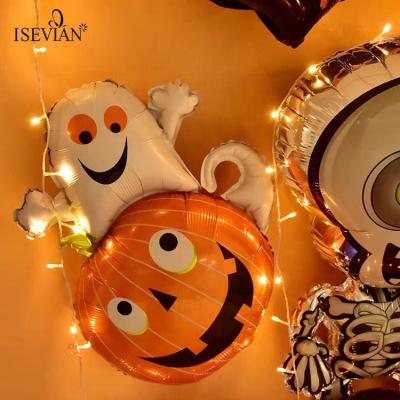 China Cheap Cartoon Decoration ISEVIAN Foil Balloons Orange Pumpkin Happy Halloween Foil Balloon for sale