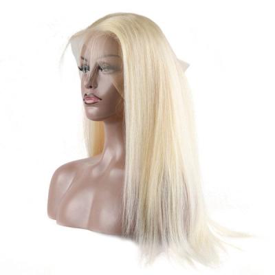 China Double Straight Remy Hair Blonde Wig Pulled Full Wave Virgin Hair 10A Silky Straight 613 Lace Wig for sale