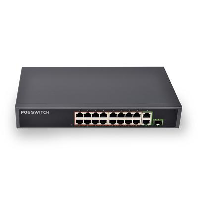 China 16-port 10/100M switch IEEE 802.3af/a standard 250W power backplane bandwidth 12.8 Gbps uplink port POE switch for sale