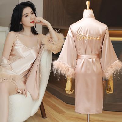 China Breathable Luxury Robe Ladies Pajamas Bath Lounge Wear Plus Size Long Robes Womens Sleepwear Womens Silk Satin Stretch Robe for sale