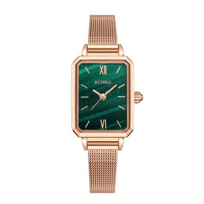 China New Style Water Resistant Green Table Popular Ladies Charm Watches Small Steel Strap Watch for sale