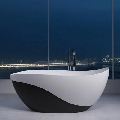 China Stone Free High Quality Solid Outdoor Resin Hot Selling Black Free Soaking Bathtub TC-S101 for sale