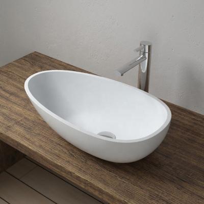 China Durable Topbath Egg Shaped Countertop Basin, Corian Matte White and A9 Glossy White Sink for sale