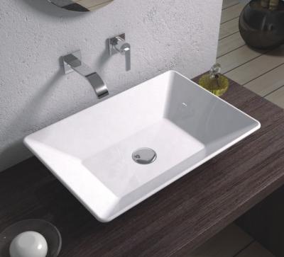 China Durable Bathroom Vessel Sink Above Counter Rectangular Matte White Countertop Sink For Cabinet A11 for sale