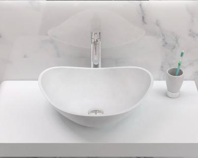 China Modern High Glass Bathroom Solid Resin Countertops Outdoor Stone Basin D3 for sale