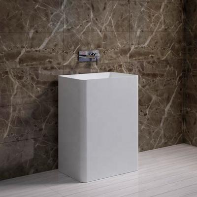 China Traditional Solid Surface Freestanding Wash Basin Pedestal Sink for sale