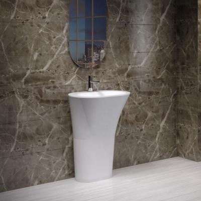 China Durable Elegant Stone Resin Sink, Solid Outdoor Bathroom Hand Free Sink PW02 for sale