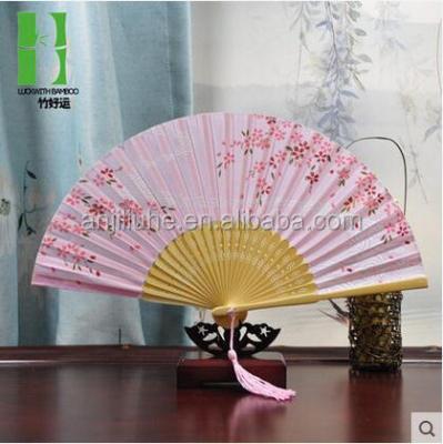 China Elegant Japan Craft Folding Plain Fabric Fancy Decoupage Japanese Fan for sale