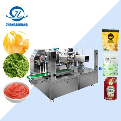 China High Efficiency 8 Station Premade Bag Vertical Filling Packing Machinery Beans Dry Food Automatic Granule Packing Machine for sale