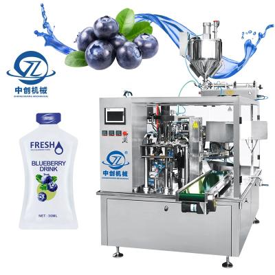 China Speed ​​Adjustable Doypack Beverage Filling Machines Blueberry Juice Water Premade Bag Pouch Automatic Liquid Packing Machine for sale