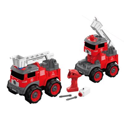 China Plastic Vehicle Toys DIY Educational Assembly Toy Trucks Deformation Toy Cars for Boys Fire Truck with Light and Sound Car Building Toy for sale