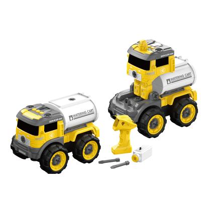 China Deformation Educational DIY Toy Trucks Assembly Toy Trucks Deformation Toy Cars For Boys With Watering Cart Engineering Car Light And Sound Toy for sale