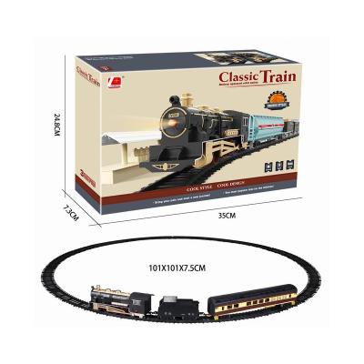 China Plastic Intelligent Classic Toy Best Selling Rail King Slot Train with Lights Sound Children's Electric Rail Train Toy for sale