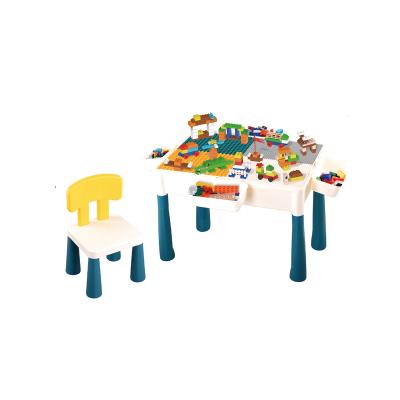 China DIY TOY Kids building block multi function learning table game toy table chair particles large building block table with chair set for sale