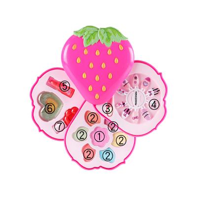 China Toy Makeup Set Factory Wholesale Fashion Strawberry Girl Fashion Safe Non-Toxic Kids Cosmetics Cartoon Pretend Makeup Play Set Toys for sale