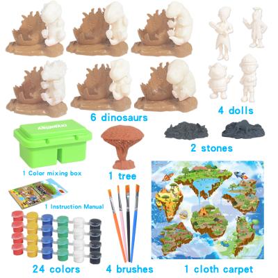 China Hot New Educational Diy Coloring Toys Toys Diy Arts Hand Opener Diy Coloring 3D Dinosaur Painting Model Toys Set Gifts For Children for sale