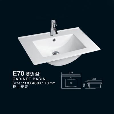 China High Temperature Production Bathroom Slim Edge Cabinet Wash Basin, E70 Ceramic Basin, Australia Ceramic Countertops for sale