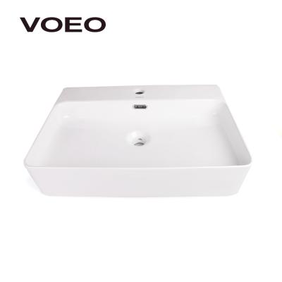 China VOEO Manufacturing Easy Clean High Quality White Color Hand Basin Bathroom Countertop Modern Art Design Hand Sink for Hotel for sale