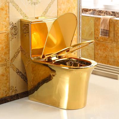 China Western Gold Plated Luxury One-Piece Ceramic Toilet Wc Sanitary Toilet Bowl Double-Flow Bathroom Trap Ware s For Sale for sale