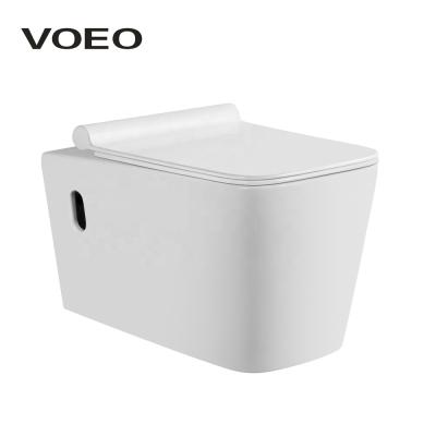 China Modern China Made Rectangle Sanitaryware Wall Mounted Toilet With Concealed Water Tank for sale