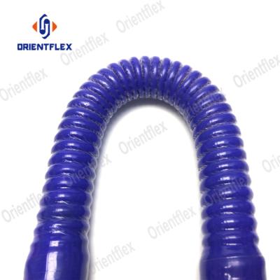 China 19mm Silicone + Polyester/Aramid/Fiberglass Cable Blue Silicone Exhaust Pipe Wet Corrugated Silicone Water Reservoir for sale