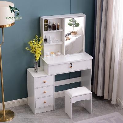 China Factory Supplier Customizable Modern Led Lights Makeup Dressers Furniture Vanity Desk Dressing Table With Mirror And Stool for sale