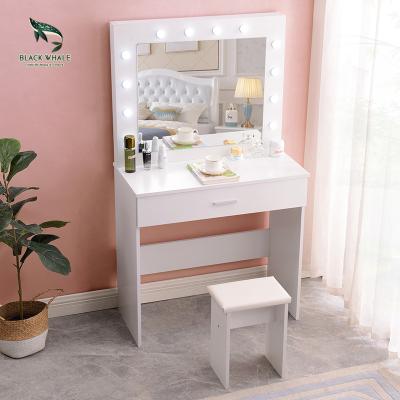 China Wholesale Funiture Lights Makeup Vanity Desk Dressing Table SetTocador De Maquillaje Customizable Factory Bedroom Dresser Mirrored Dressers for sale