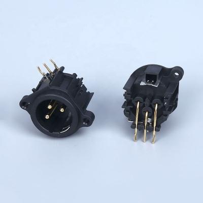 China audio & XLR Male Adapter Video Pin Connector 3-Pin Panel Mount Socket Right Angle Connector for sale