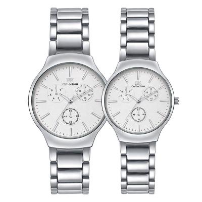 China IIK 1337A Day/Date Quartz Movt Couple Watches Three Color Valentine Pair Alloy Brand Wrist Watch for sale