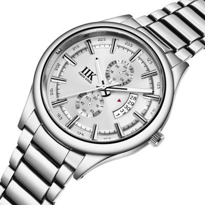 China Silver Day/Date IIK 1341B Luxury Men's Fashion Wrist Watch Silver Steel Alloy Case Back Indicator Quartz Waterproof Watch Sr626Sw for sale