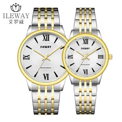 China ILEWAY Classic Band Watch Stainless Steel Water Resistant Gold Watch Water Resistant Couples Watch for sale