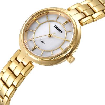 China Montre Femme Quartz Japan Movement Shell Dial Woman Gold Watch Water Resistant for sale