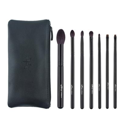 China Angular Blush 7Pcs Black Goat Hair Wooden Handle Make Up Brush Cosmetic Eyeshadow Bag Makeup Brush Set for sale