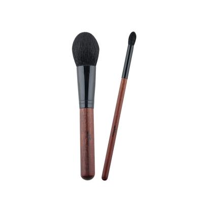 China Professional Anmor 2Pcs Natural Goat Hair Foundation Brush Foundation Make Up Brushes Eyeshadow Makeup Set Brush for sale