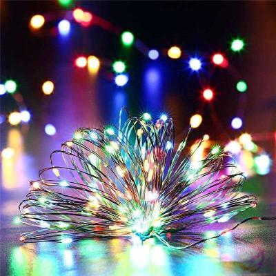 China CR2032 Button String Long Strand Copper Wire Holiday Battery Operated Light Multi Mode Dimming USB Battery Box 3M Light String for sale