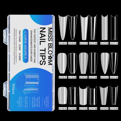 China Missbloom 500Pcs Design French Nails Tips ABS Coffin Square Stiletto Artificial Plastic Fake Ballerina Nails for sale