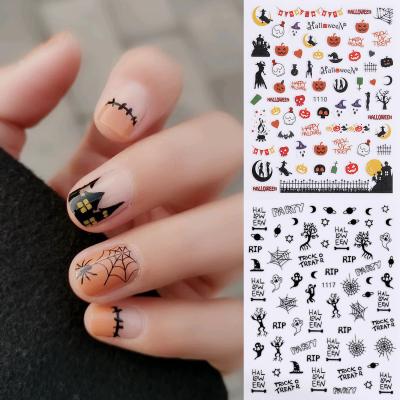 China Missbloom Cartoon Halloween Pumpkin Finger Nail Art Head 3D Designers Nail Art Decoration Stickers For Nail Decals for sale