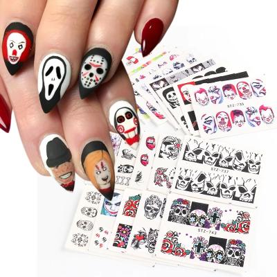 China Missbloom 24Pcs/Set Halloween Finger Nail Art Pumpkin Joker Skull 3D Nail Art Decoration Stickers Designs Nail Decals for sale