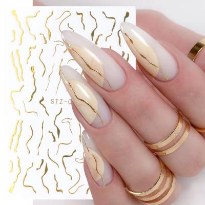 China Missbloom 3D Nail Art Gold Metallic Line Curve Nail Finger Stickers Barring Designer Nail Art Sticker Winter Manicure Decals for sale