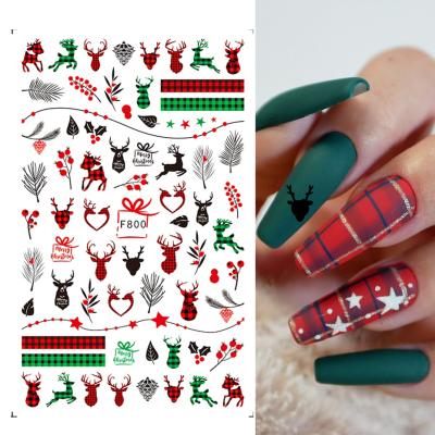 China Holiday Cartoon Nail Decals Elk Christmas Trees Snowflake Laser Stickers Art Decoration Missbloom Christmas Nail Finger Nail Art for sale