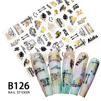 China Finger Nail Art Missbloom 2022 Best Selling Gold Dolphin Shell Beach Summer Nail Sticker Decal Custom Made for sale