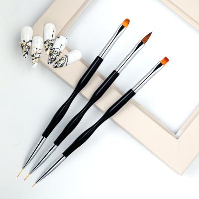 China Missbloom 3Pcs Finger Nail Art Double Head Nail Art Liner Brush Manicure Painting Acrylic Pen Set Polish Double Head Nail Drawing Tool for sale