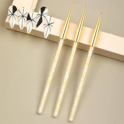 China Acrylic Grid Line Art Liner Brush Painting Drawing Yellow Gold Handle Nail Art Missbloom 3Pcs Finger Nail Pen Set for sale