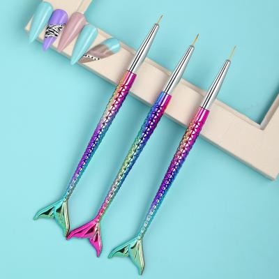 China Nail Art Brush Manicure Painting Drawing Finger Nail Art Missbloom 3Pcs Laser Mermaid Carving Line Grid Crystal Pen for sale